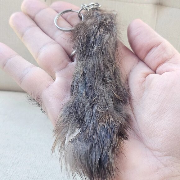 Real Fur Key Chain Handmade Brown Hair Fur Keys Holder Keychain - Picture 3 of 11